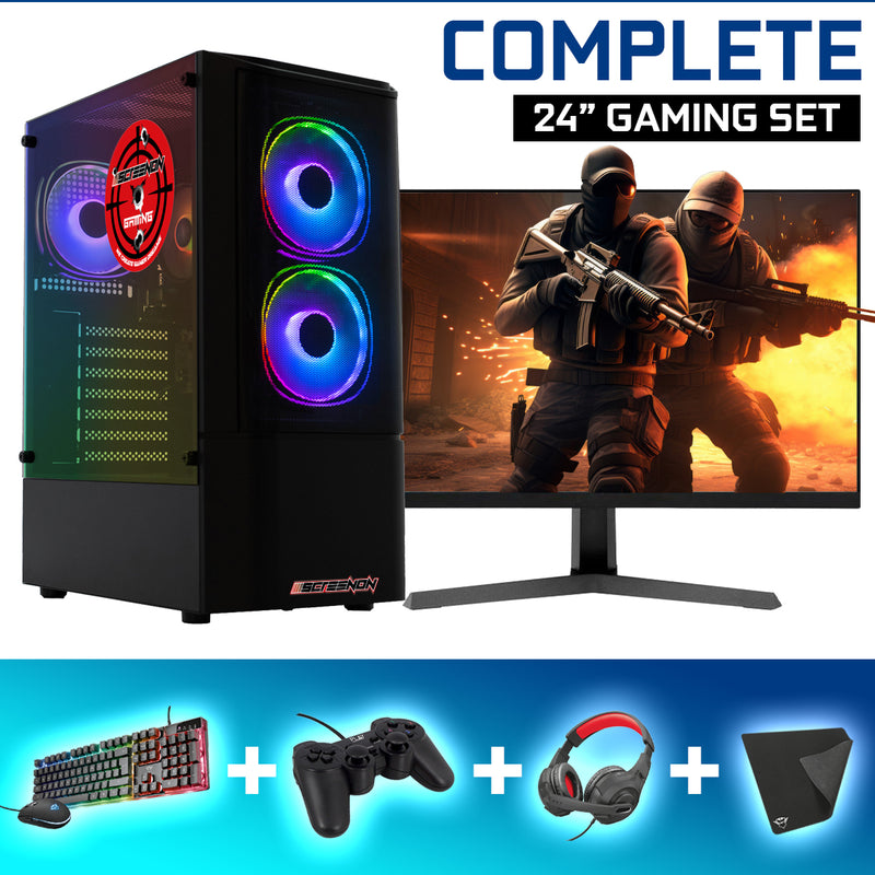 ScreenON - Gaming Set - V115131 - V1 (GamePC.V115131 + 24 Inch Monitor + Toetsenbord + Muis)