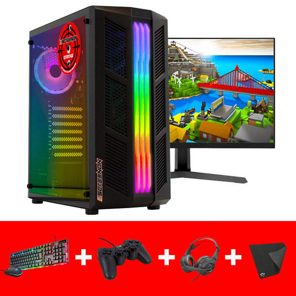 ScreenON - Gaming Set - P3 (GamePC + 24 Inch Monitor + Toetsenbord + Muis) + WiFi & Bluetooth