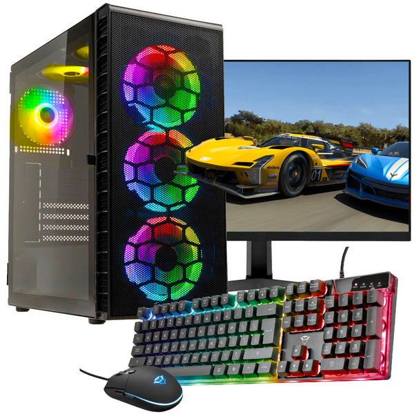 ScreenON - Minecraft Gaming SET Black - (GamePC + 24 Inch Monitor + Toetsenbord + Muis + Controller + Headset + Muismat) inclusief WiFi & Bluetooth!
