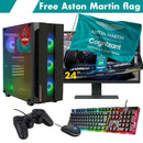 ScreenON - Racing Gaming Set + Aston Martin Flag - F4315024 - (GamePC.F13050 + 24 Inch Monitor + Toetsenbord + Muis + Controller + Gratis Aston Martin Flag) - ScreenOn